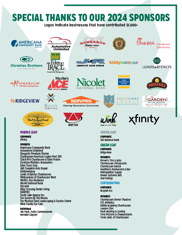 Parks & Rec Thank You Sponsors Graphic